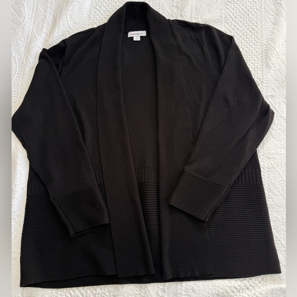 Liz Claiborne Open Front Long Black Cardigan Sweater Women’s 2X XXL